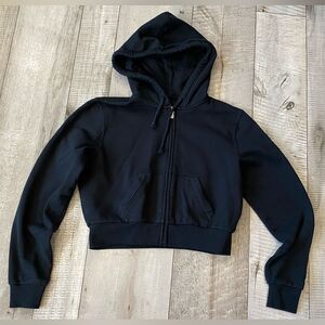 Hollister Black Full Zip Cropped Hoodie